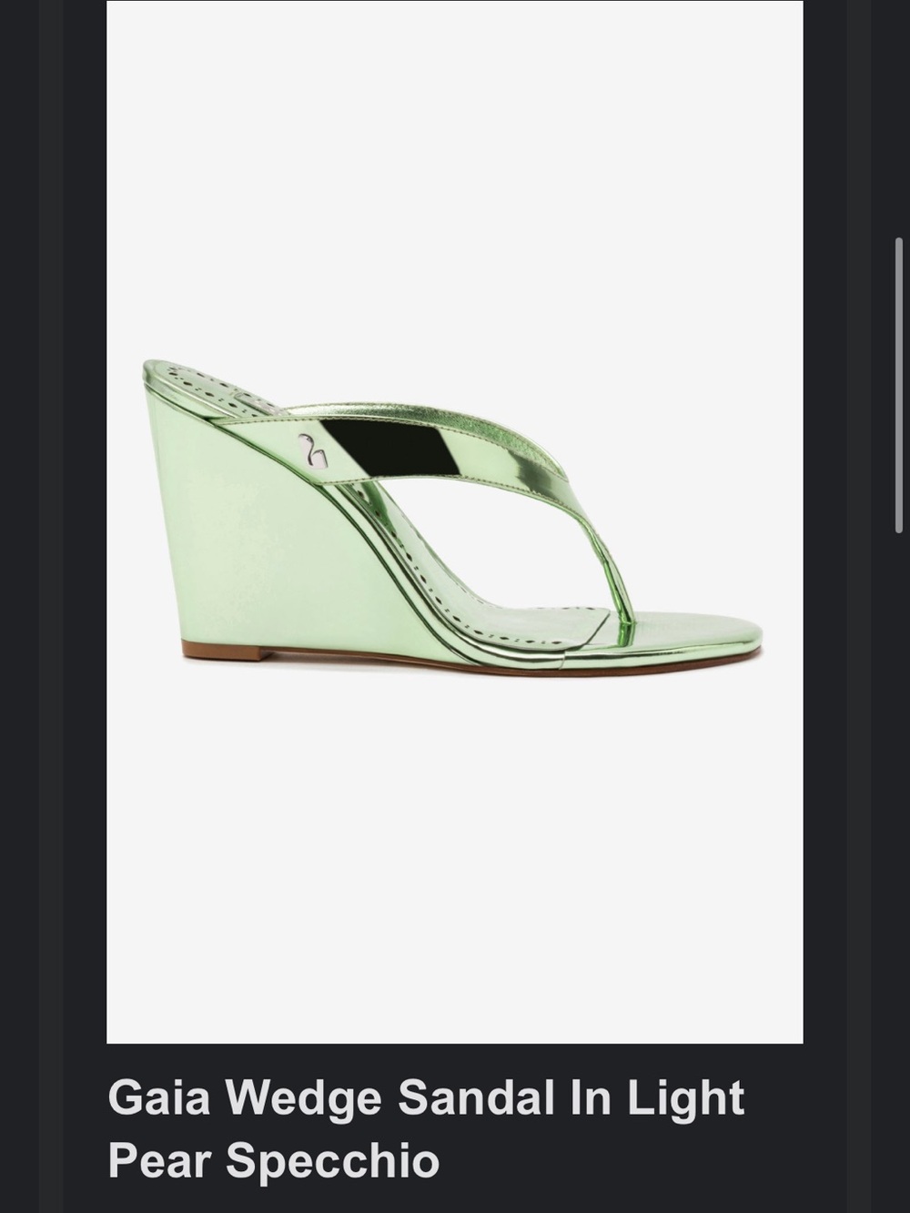 Larroude Gaia Wedge Sandal in Light Pear Specchio - Women's Metallic Green Wedge